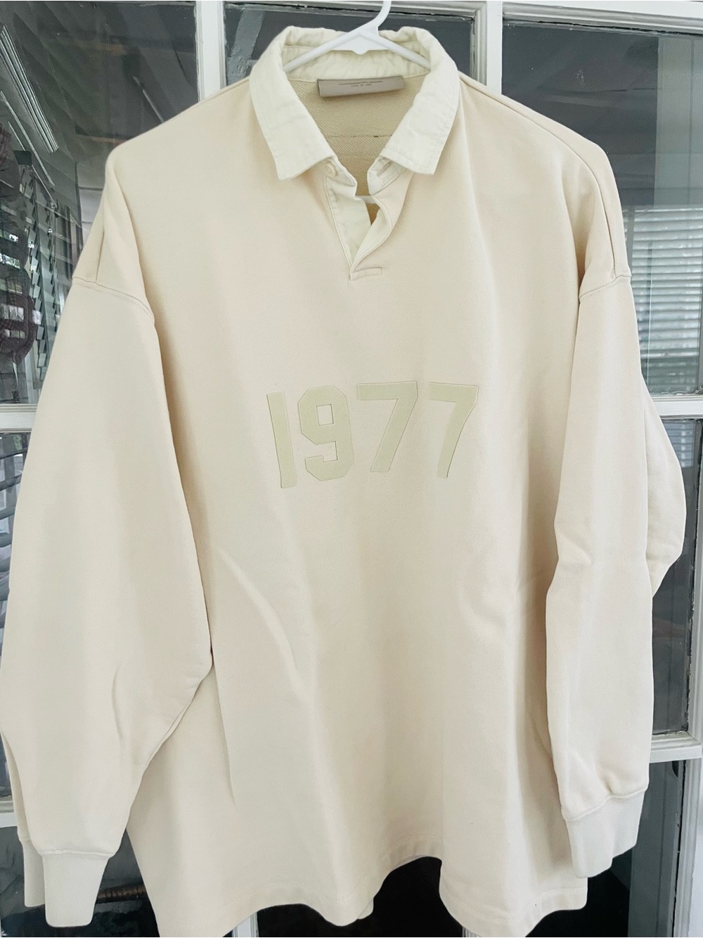 Fear of God Essentials Rugby Shirt Men’s Small Cream 1977 Cotton